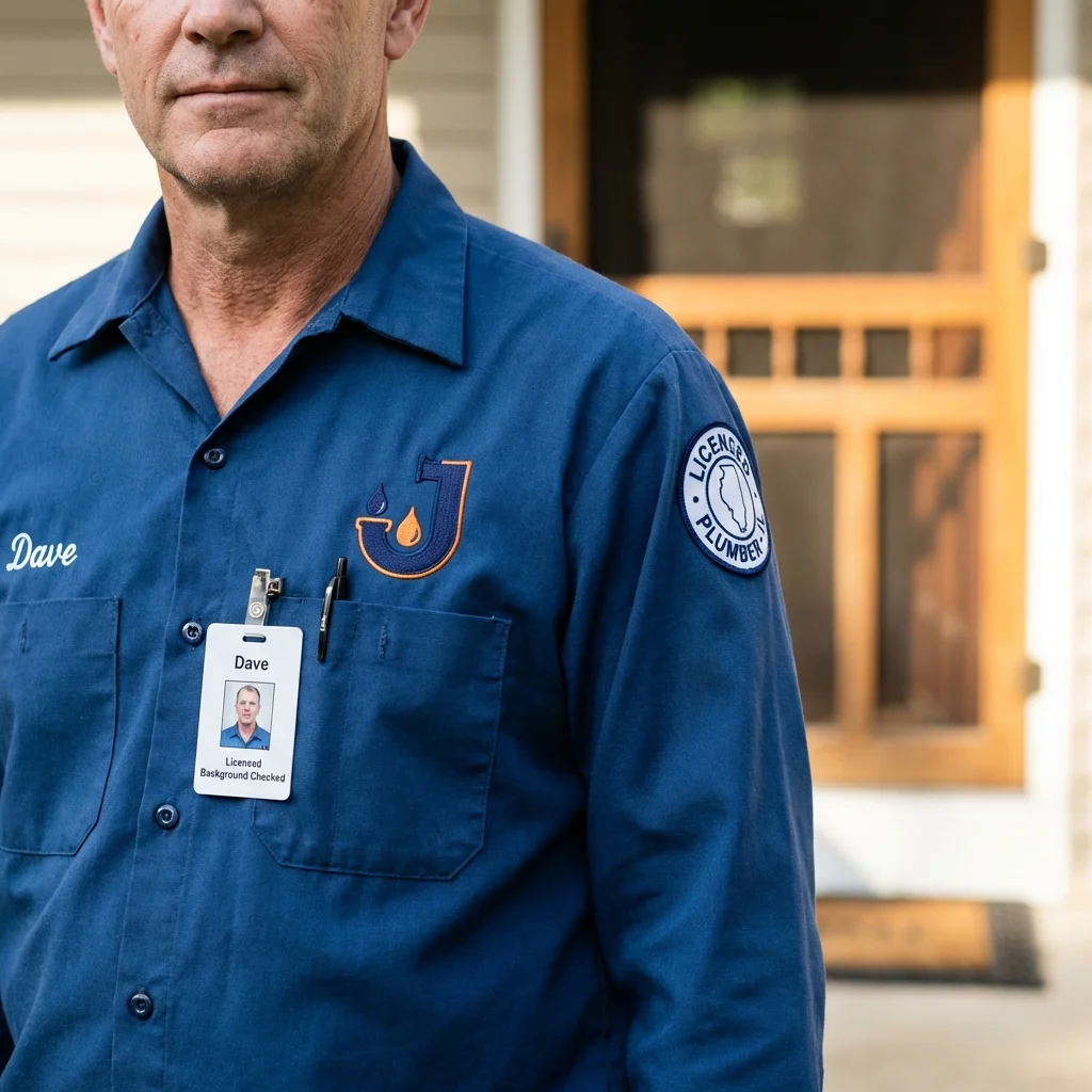 Licensed plumber showing ID badge in Mont Alto, PA