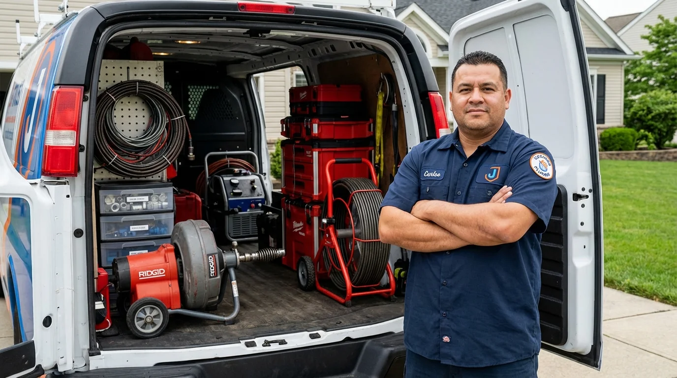 Professional drain cleaning equipment and Johns Plumbing LLC plumber in Mont Alto