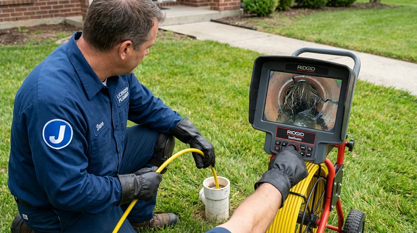 Sewer camera inspection being performed by Johns Plumbing LLC in Mont Alto