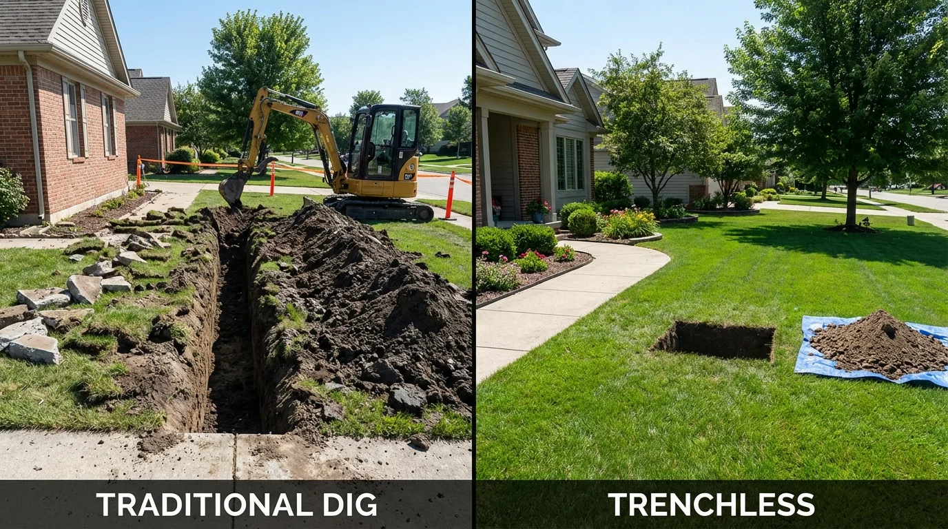 Trenchless sewer repair with minimal yard damage versus traditional excavation in Mont Alto, PA